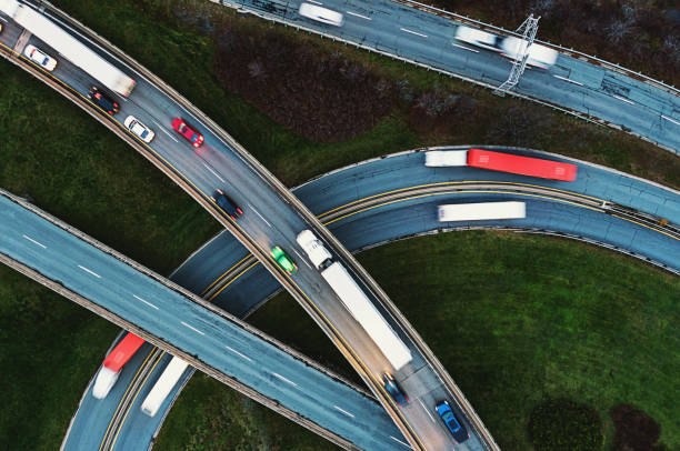 Motor vehicles driving on highway