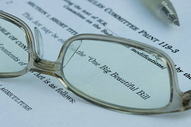 Closeup of the documents of the One Big Beautiful Bill Act (OBBBA), a budget reconciliation bill in the 119th United States Congress.