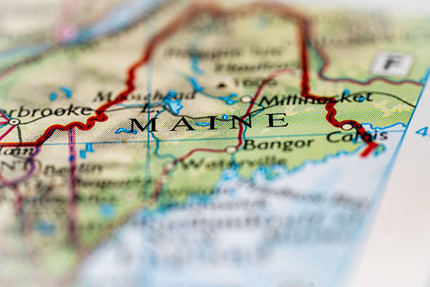 Maine, United States highlighted on a world map.